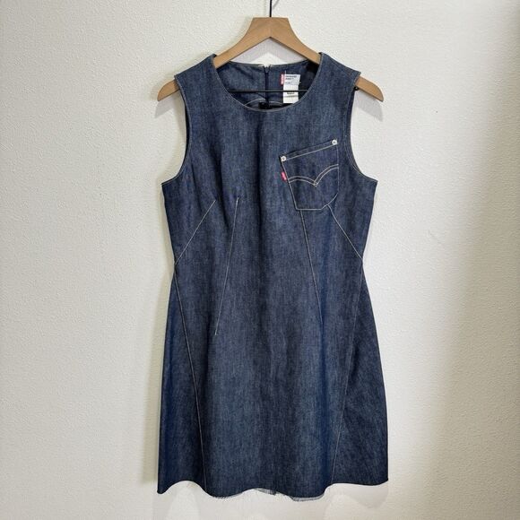 Vtg Levis Dress Womens Large Blue Engineered Dark Denim Y2K 1999 Cool Western - Picture 6 of 16
